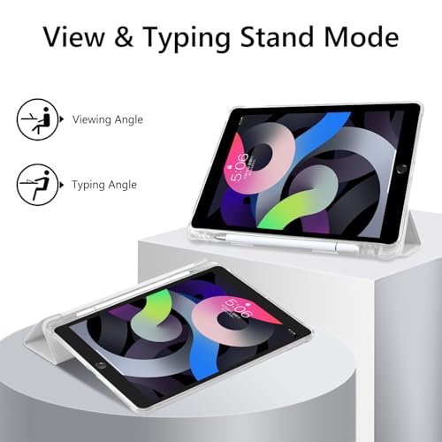 JOYLAND Cute Capybara Pattern Case for iPad 9th/8th/7th Generation 10.2 Inch (2021/2020/2019 Release), Pencil Holder & Clear Transparent Soft TPU Back & Trifold Smart Pad White Cover by JOYLAND - Image 3