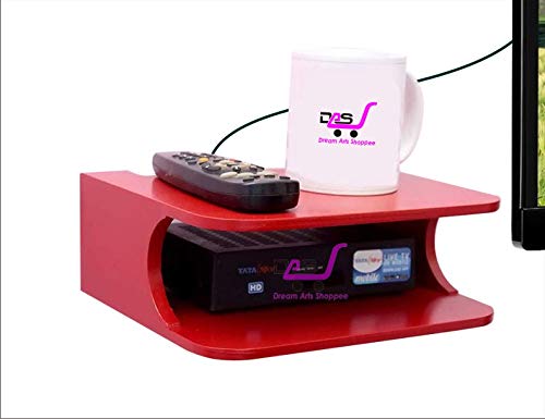 Image of Dream Arts Shoppee Set Top Box Stand Wall Shelf & WiFi Modem Display Rack for Living Room (Red)