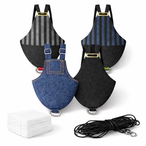 4PCS Bird Diaper Harness Kit with Disposable Pads and Flight Training Leash, Reusable Bird Diaper for Parrots Cockatiels Conures and Parakeets, Adjustable Bird Harness for Indoor Use(M)
