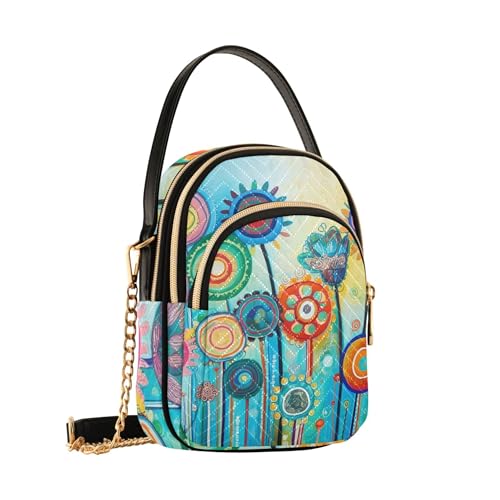 Women Shoulder Purses Colorful Chain Wallet Cell Phone Purse Quilted Ladies Crossbody Satchel Bag Vibrant Colorful Dandelion Floral2