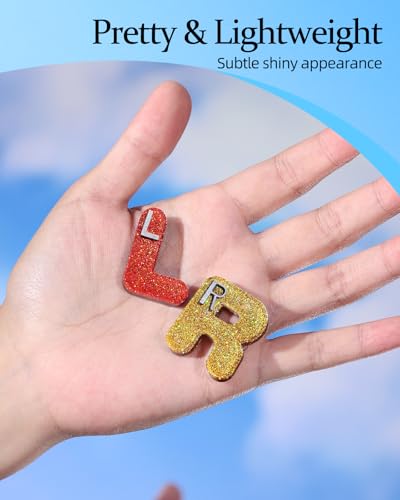 Image of Plifal Xray Markers with Lead Initials - Glitter Radiology X-ray Markers in Red & Yellow inchL&R inch Letter Shape Include Reusable Adhesive Tapes to Nurse Radiologist Badge Buddy, Easy to Identify