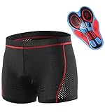 Relaxyee Fahrradhose Herren, Radhose Herren Kurz mit Sitzpolster, Atmungsaktiver Schnelltrockende Radunterhose Herren Gepolsterte 5D Gel Anti-Reibung Radlerhose Fahrrad Kurze Hose