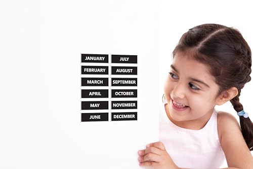 Calendar Month Magnets (Non-Abbreviated) by DCM Solutions (Black)