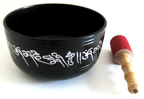 Singing Bowl Healing Bowl Meditation Medicine Buddha Etched Om Mani Padme Hum Tibetian Singing Bowl With Mallet, LARGE 8
