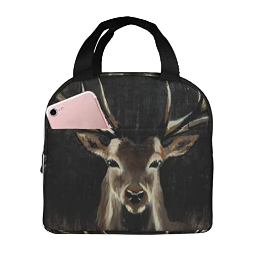 XVBCDFG Bolsa de almuerzo con diseño de ciervo, fiambrera aislada para mujeres y hombres, bolsa de mano ligera y duradera para oficina y escuela