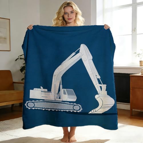 ZHOUSHUTONG Kids Construction Truck Blanket for Boys Soft Fleece Blanket for Couch Sofa Bedroom Vehicles Excavator Cars Throw Blankets Digger Decor Industrial for Little Builders 59"x86"
