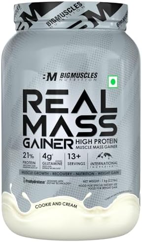 Bigmuscles Nutrition Real Mass Gainer [1 Kg, Cookie & Cream ]