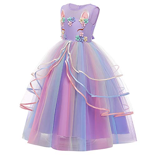 Eenhoorn carnavalskostuum voor meisjes, prinsessenjurk met lange mouwen, sprookjesjurk, tule, tutu, voor bruiloften, feesten, carnaval, verkleedpartijen, Halloween - Image 3
