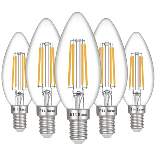 Maelsrlg E14 LED Bulb Dimmable 40W Equivalent Filament Clear Glass 4W 400LM Soft White 2700K E14 European Base Light Bulbs Pack of 5