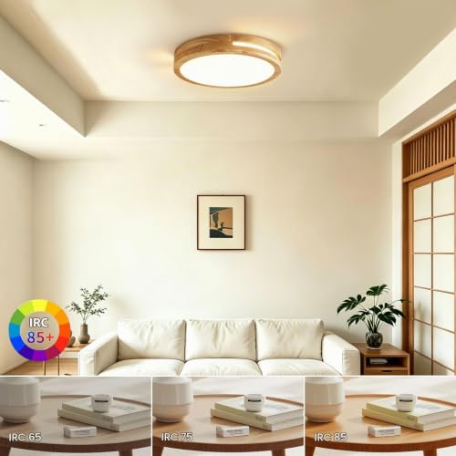 MELAYR Plafonnier LED Moderne Bois 30W, 3000K Blanc Chaud Lampe Plafond 3600lm CRI≥80, Luminaire Plafonnier pour Salon, Chambre, Bureau, Cuisine et Couloir Ø30cm – vue 3