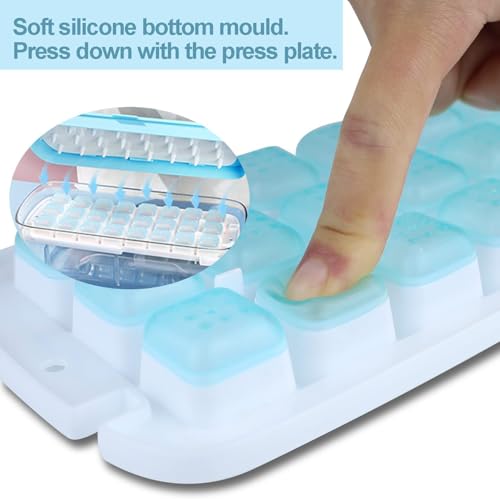 Image of Ice Cube Molds with Lid,Big Silicone Ice Cube Tray for Whiskey,2Inch Square Ice Cube Tray,Easy-Release Ice Mold,Giant Ice Cubes for Bourbon Cocktail (1, Blue-48)