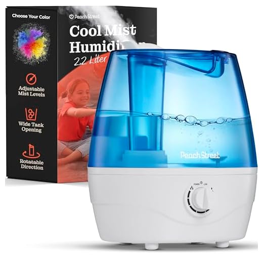 Cool Mist Humidifiers for Bedroom - 2.2L Water Tank, Baby, Office, Quiet Ultrasonic Air Vaporizer, Adjustable Mist Level, 360 Nozzle Rotation, Auto-Shut Off, Large Area Humidifier Easy Fill and Clean