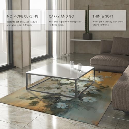 Tapis antidérapants du salon grand tapis floral rétro lavable