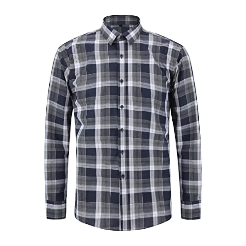 Allthemen Chemise Homme à Carreaux Coupe Regular Fit Chemise à Manches Longues Casual #32 Bleu 3XL Cover