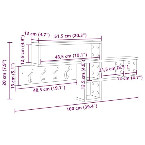 Table de chevet murale blanche en bois 100cm Mangloder avec 5 étagères - 3