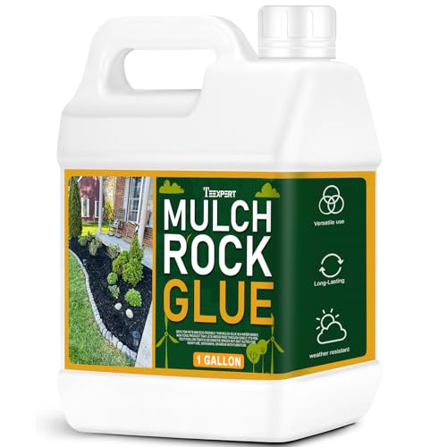 Teexpert Mulch and Rock Glue for Landscaping 1 Gallon Concentrate Landscape Glue for Rubber Mulch Wood Chips Pea Gravel & Small Rocks Strong Hold Dries Clear Covers up to 200 sq ft