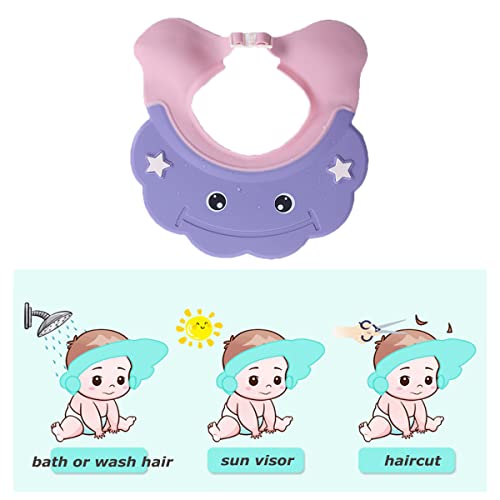 Image of 2 Pieces Baby Shower Cap Shield Toddler Bathing Hat Adjustable Shower Visor Cap Infants Bath Ears Head Protection Safe Shampoo Shower Cap Guard Soft Washing Hair Shield Hat for Kids Boys Girls 6M-6Y
