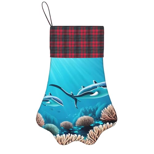 JZQZH Calza natalizia per animali domestici, con stampa di balene di mare profondo per vacanze in famiglia, ciondolo morbido e delicato sulla pelle