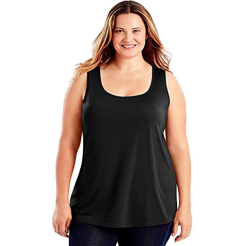 JUST MY SIZE Womens Cool DRI Scoop-Neck Tank Top, 5X, Black