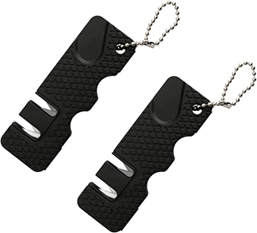 Teegxddy 2 Pcs Mini Aiguiseur de Couteau Pierre Aiguiseur de Couteau Outils d'extérieur Cuisine Multifonction Portable Mini Pierre à Aiguiser pour Voyage en Plein Air (Noir)