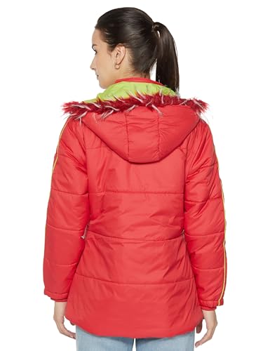 Image of Qube By Fort Collins Women's Medium-Length Bomber Jacket with Detachable Hood Stylish Winterwear for All-Day Comfort |Material: Nylon