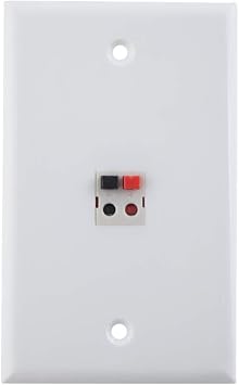 TENINYU 1 Port Speaker Jack Module Keystone Single Gang Wall Plate for Home Theater - White 1-Port