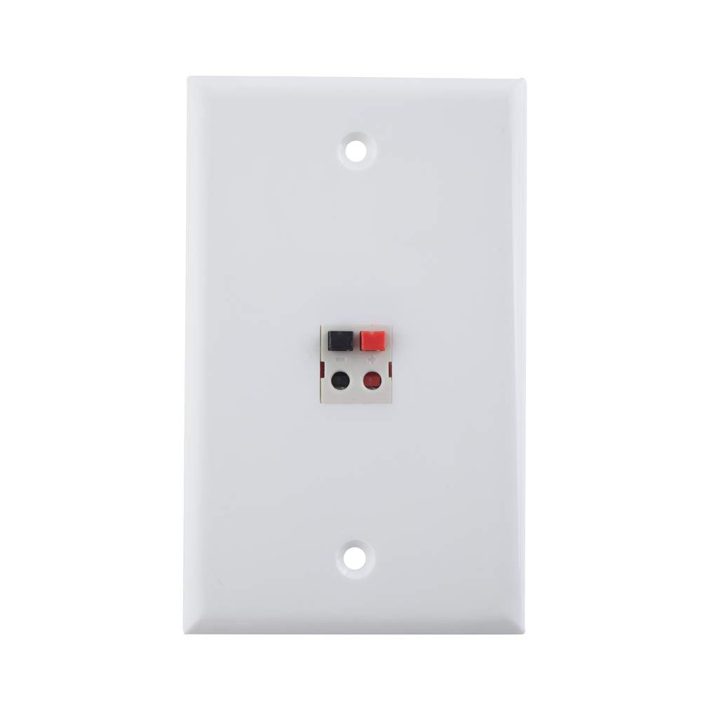 TENINYU 1 Port Speaker Jack Module Keystone Single Gang Wall Plate for Home Theater - White (1-Port)