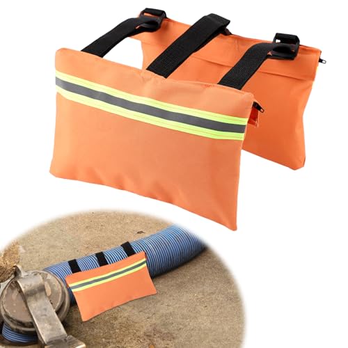 Image of RV Sewer Weight Bag, 600D Oxford Cloth Camper Trailers Sewer Support Bag RV Hose Fastening Device with Reflective Strip RV Sewer Weights Hold Down Accessories, Reduce Accidental Spillage (Orange)