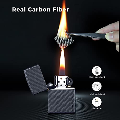 Monocarbon Real Carbon Fiber Lighter Case [Only Outside Case] Slim Lightweight 3K Twill Lighters Cover, Compatible With Zippo Lighter, Matte Finish. #TOP1
