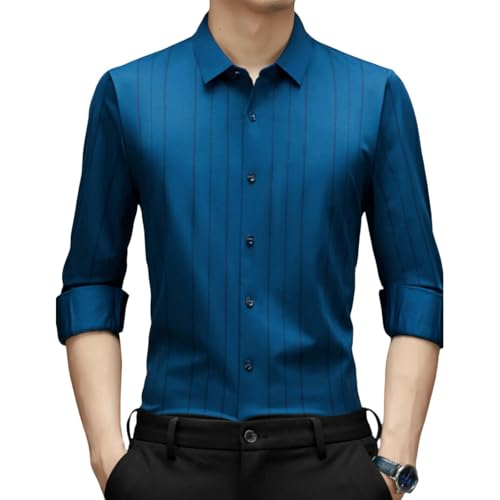 Camisa de manga larga de rayas hombre para oficina y eventos casuales