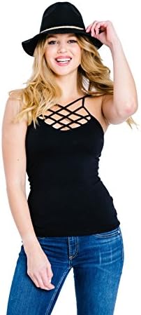 Suzette Collection Black Seamless Spider Cage Reversible Cami, Once Size Fits All 1217SZ