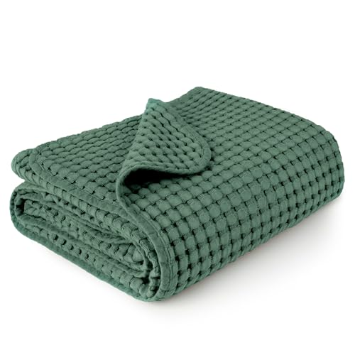 Image of Konssy Waffle Baby Blanket - Soft & Cozy Nursery Swaddle Blanket, Lightweight Toddler Throw for Boys & Girls, Ideal for Wrapping(Green)
