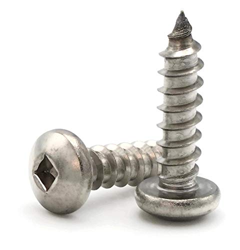 Square Drive Pan Head Sheet Metal Screws 18-8 Stainless Steel - #8 x 1