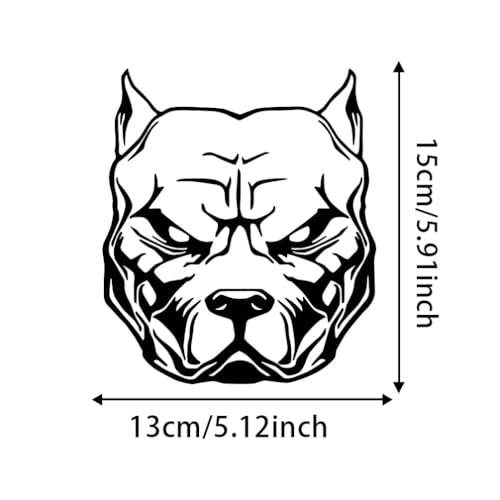 2 Stück 13 x 15 cm Autoaufkleber mit Pitbull-Hundekopf für Karosserie, Fenster, Stoßstange, wasserfeste Vinyl-Aufkleber, Autozubehör | #AZ80 (Schwarz)