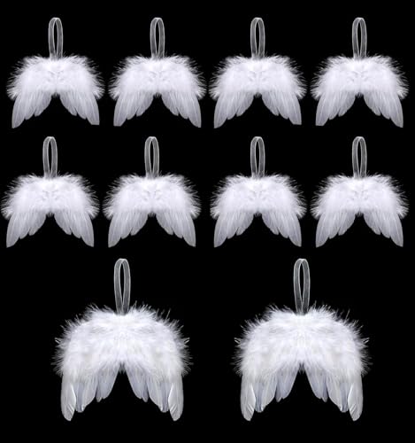 10 Stück Engelsflügel Federn Engel Flügel Anhänger, Weiß...