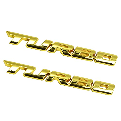 2Pcs Turbo Badge Emblem, Nawpheki Universal Metal Car Auto Fender Trunk Tailgate Front Decal Sticker Nameplate Letter (Gold) #TOP5