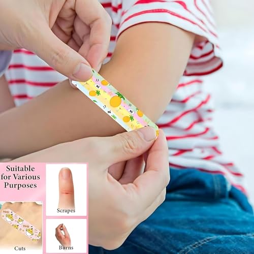 Image of Cartoon Bandages for Kids 20Pcs - Waterproof Breathable Adhesive Band Aids with Cute Designs - Hypoallergenic, Gentle & Flexible First Aid for Cuts and Scrapes