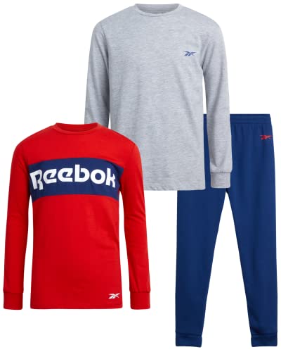 Reebok Boys Jogger Set 3 Piece Fleece Hoodie Sweatsuit Kids Clothing Set (Size: 4-12), Size 8, Vecto