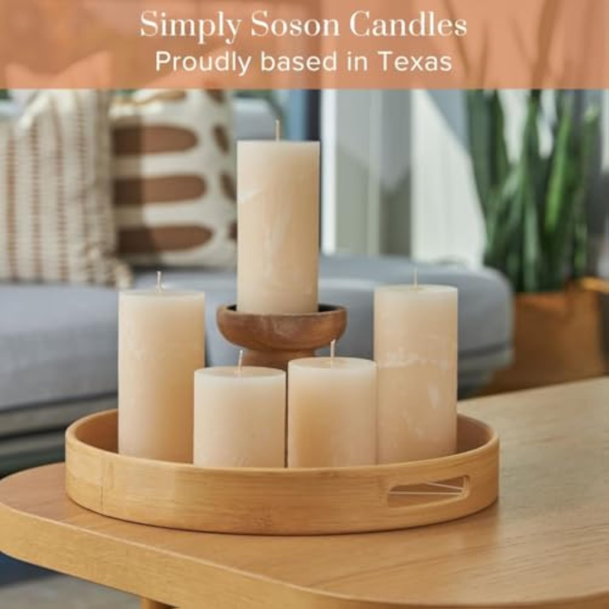 Simple Egg Shell Ivory Unscented Pillar Candle Gift Set