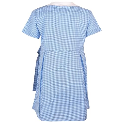 Girls Pack of 2 Uniform School Comfortable Gingham Check Belted Summer Dresses Matching Scrunchies Age 3-14 Years4