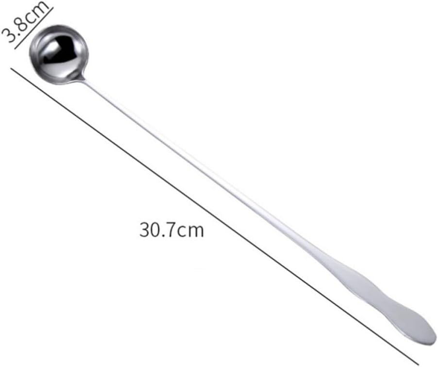 INOOMP Long Handle Stirring Spoons 6pcs round Head Stainless Steel with Gourd-shaped Handle Anti-rust Ice Tea Spoons for Bar and Restaurant Use