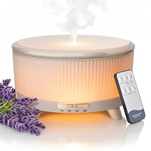 20-Hour Long-Lasting Aromatherapy, 500ML Large Essential Oil Diffuser: Ultrasonic Cool Mist Humidifier with Remote, 7 Color Lights, Timer, Auto-Off for Home/Bedroom/Yoga (Minimalist White)