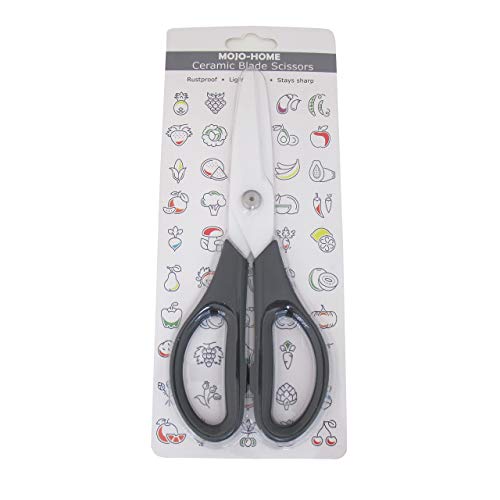 Mojo-Home Ceramic Scissors Kitchen Utility Office Classroom Cooking Scissors Shears - White Blade/Black Handle #TOP4