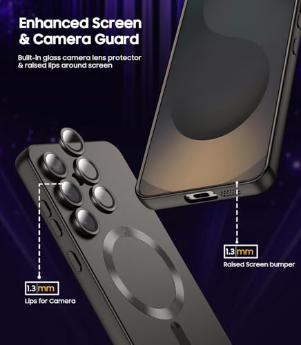 Image of DIZORO Samsung S24 Case, Compatible with Mag Safe Back Cover, Matte Luxury Metallic Luster Flexible TPU Wireless Charging Shockproof Case with Camera Protector Lens (Grey)
