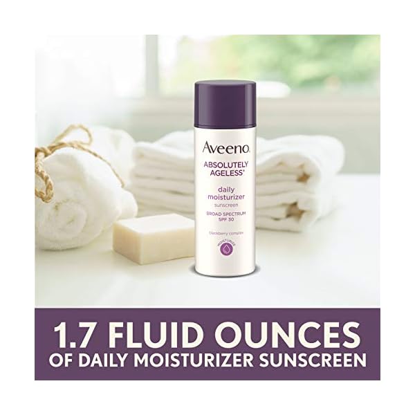 Aveeno Absolutely Ageless Daily Facial Moisturizer with Broad Spectrum SPF 30 Sunscreen, Antioxidant-Rich Blackberry Complex, Vitamins C & E, Hypoallergenic, Non-Comedogenic & Oil-Free, 1.7 fl. Oz