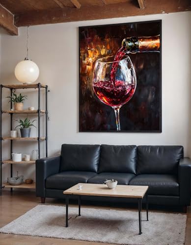 Toile vin rouge peinture abstraite idée cadeau esthétique bar