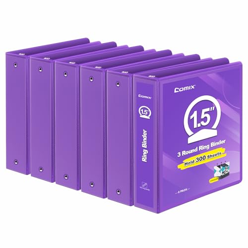 COMIX Sturdy 1.5 Inch 3 Ring Binder with Clear View Cover