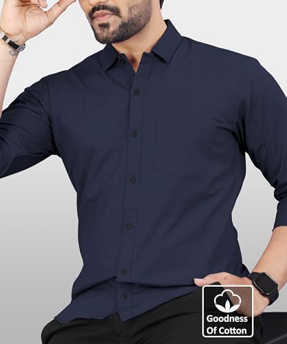 Image of Men's Cotton Full Sleeve Shirt | Regular Fit Casual & Formal Wear with Patch Pocket