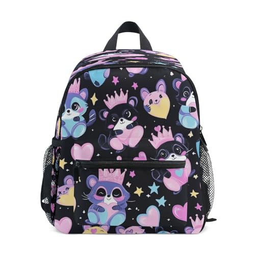 Kawaii-style Raccoons Kids Backpack for Girls Preschool Elementary Kindergarten Boys School Bag