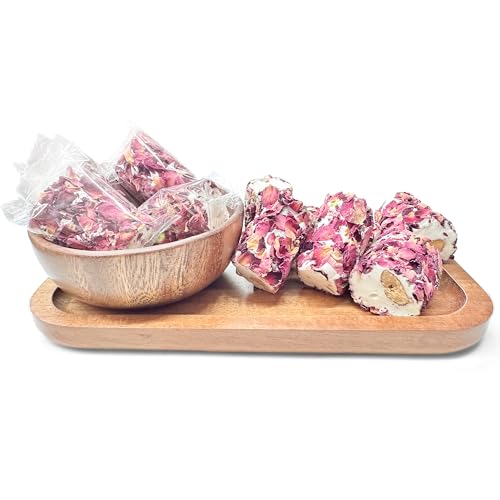 Image of NY Spice Shop Nougat Araysseh with Rose Flakes - 1 Pound Middle Eastern Floral Pistachios Nougat